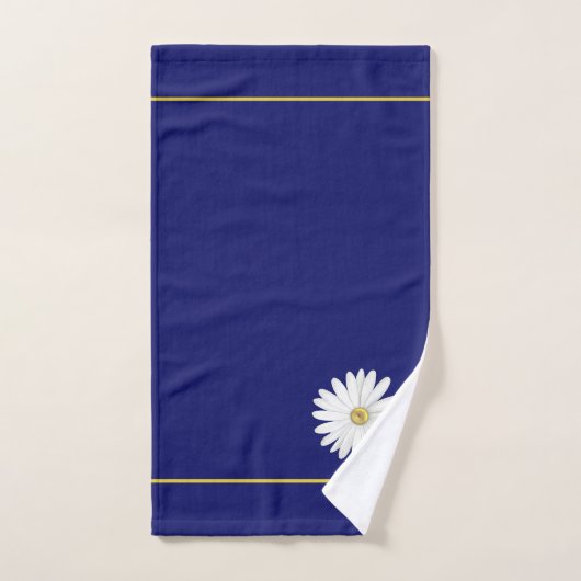 Daisy Flower & Monogram op Navy Blue Bad Handdoek (Handdoek)