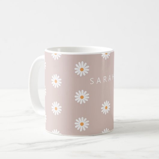 Daisy Flower Mug, Daisy Flower Mug, Custom Daisy Koffiemok (Voorkant links)