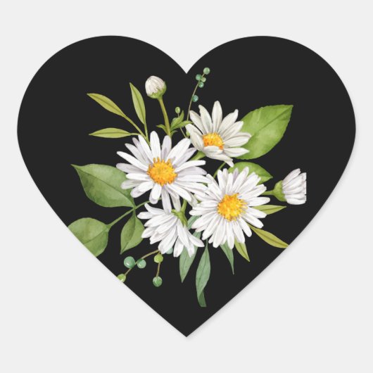 Daisy flower on black background Sticker (Voorkant)