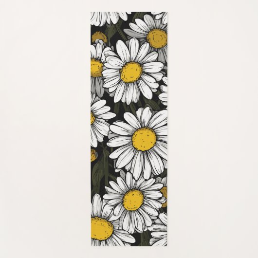 Daisy Flower Pattern Botanical Illustration Yogamat (Voorkant)