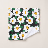 Daisy Flower Pattern Green Yellow Bold Bath Towel Bad Handdoek (Wasdoekje)