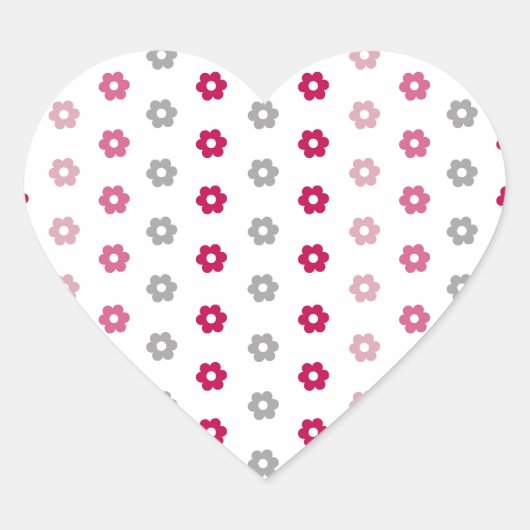 Daisy Flower Pattern Hart Sticker (Voorkant)