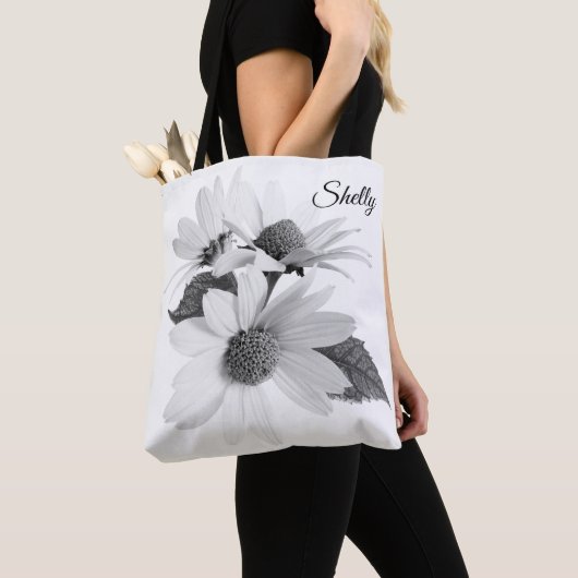 Daisy Flower Personalized Herbruikbare Canvas tas (Dichtbij)