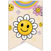 Daisy Flower Rainbow First Birthday Bunting Flags Vlaggetjes (Tweede vlag)
