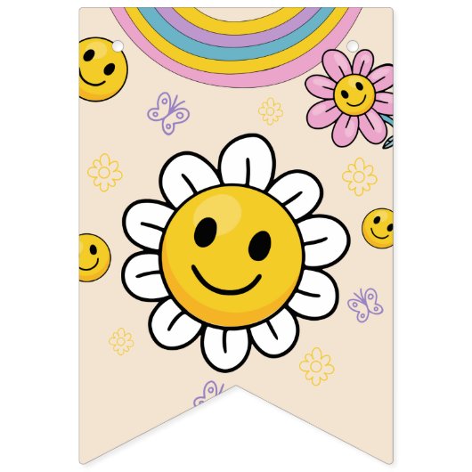 Daisy Flower Rainbow Premier Anniversaire Drapeaux (Deuxième drapeau)