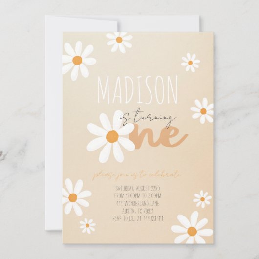 Daisy Flower Retro Anniversaire Fête Invitation (Devant)