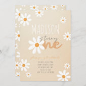 Daisy Flower Retro Anniversaire Fête Invitation (Devant / Derrière)