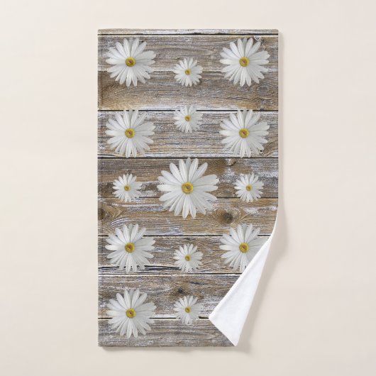 Daisy Flower Rustic Barn Board Bad Handdoek (Handdoek)