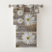 Daisy Flower Rustic Barn Board Ensemble de serviet (En situation)
