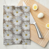 Daisy Flower Rustic Barn Board Keuken Handdoeken (Quarter Fold)