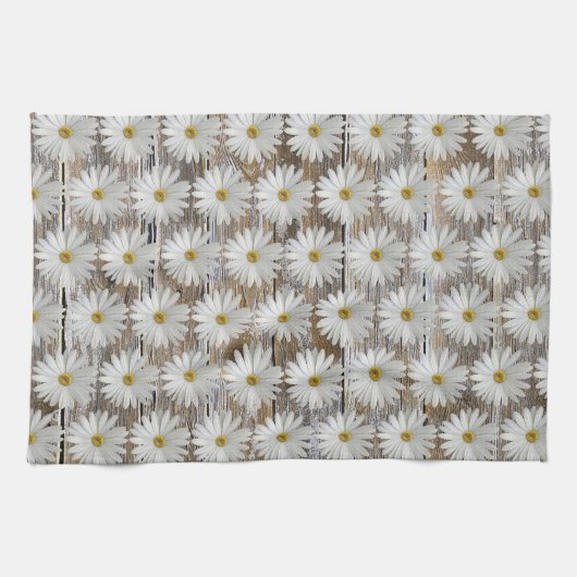 Daisy Flower Rustic Barn Board Keuken Handdoeken (Horizontaal)