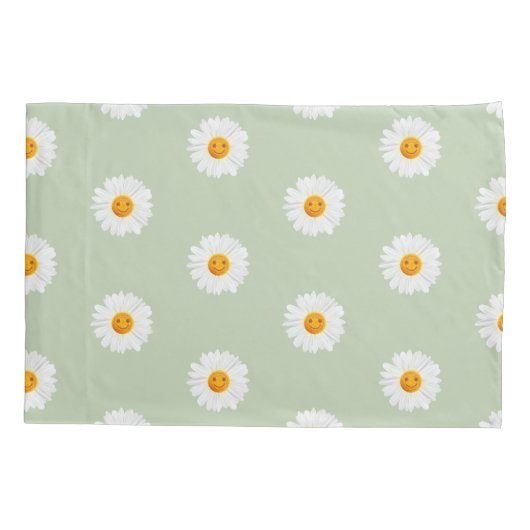 Daisy Flower Smiley Face Kussensloop (Achterkant)