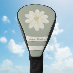 Daisy Flower Stripes Naam Sage Groen Golfheadcover
