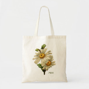 -Daisy Flower Summer Floral optioneel Initiaal Tote Bag