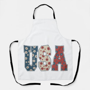 Daisy Flower USA Vlag 4 juli Patriottisch Schort