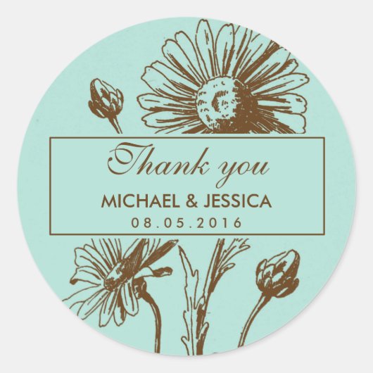 Daisy Flower Wedding Bedankt Sticker (Voorkant)