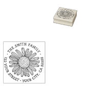 Daisy flower whimsical font return address 	rubberstempel (Gestempeld)