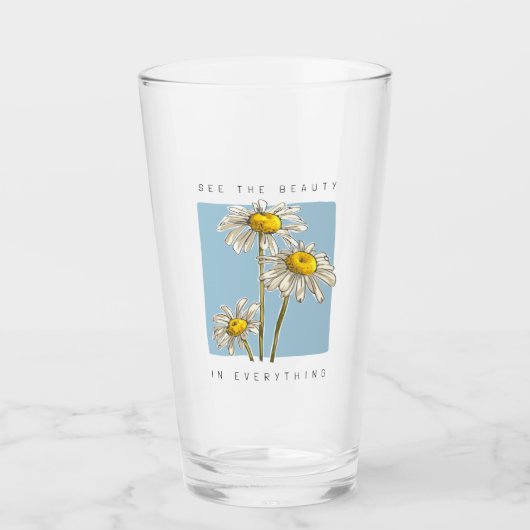 Daisy Flowers Beauty Slogan Glas (Voorkant)