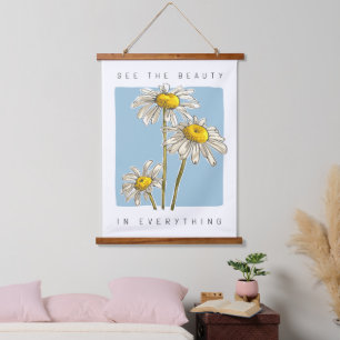 Daisy Flowers Beauty Slogan Hangend Wandkleed