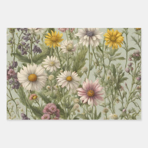 Daisy Flowers en Wildflower Inpakpapier Vel