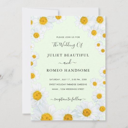 Daisy Flowers Framed Wedding Invitation (Voorkant)
