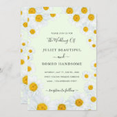 Daisy Flowers Framed Wedding Invitation (Voorkant / Achterkant)
