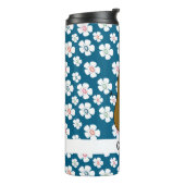 Daisy Flowers Ocean Blue Brown Aardappel Custom Thermosbeker (Gedraaid links)