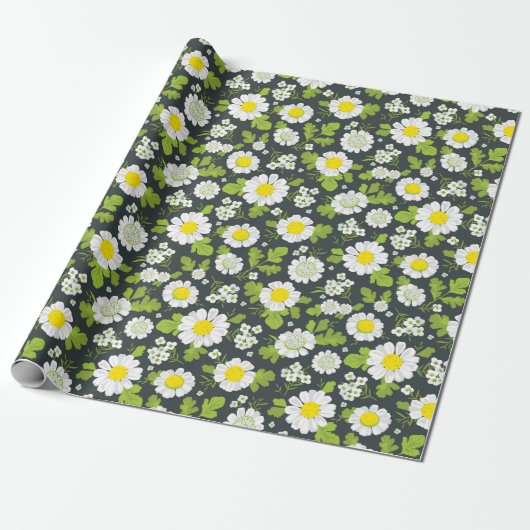 Daisy Flowers Pattern Cadeaupapier (Uitgerold)