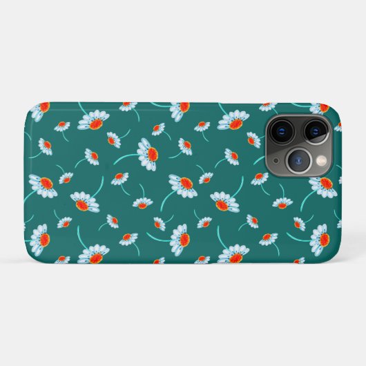 Daisy Flowers Pattern - Jade Green Case-Mate iPhone Case (Achterkant (horizontaal))