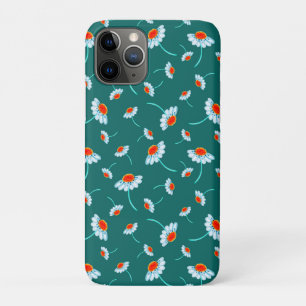 Daisy Flowers Pattern - Jade Green iPhone 11 Pro Hoesje