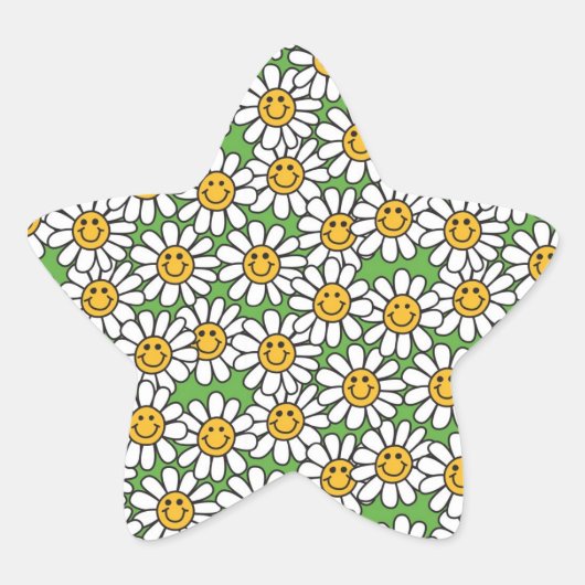 Daisy Flowers Pattern Ster Sticker (Voorkant)