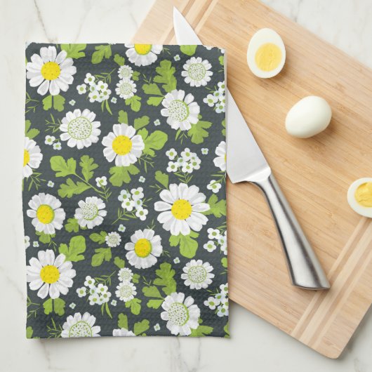 Daisy Flowers Pattern Theedoek (Quarter Fold)
