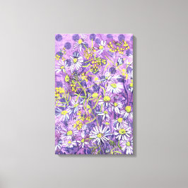 Daisy Flowers Polka Dot Zomer Bloemen Bloemen Bloe Canvas Afdruk