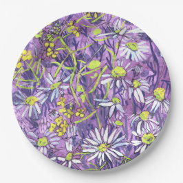 Daisy Flowers Polka Dot Zomer Bloemen Bloemen Bloe Papieren Bordje