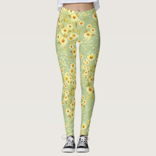 Daisy Flowers: Waterverf donker naadloos. Leggings