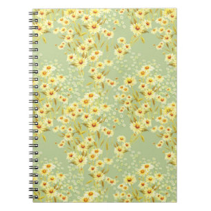 Daisy Flowers: Waterverf donker naadloos. Notitieboek