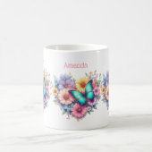 Daisy Flowers with a Beautiful Butterfly Koffiemok (Center)