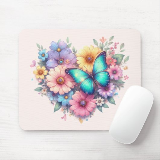 Daisy Flowers with a Beautiful Butterfly Muismat (Met muis)