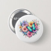 Daisy Flowers with a Beautiful Butterfly Ronde Button 5,7 Cm (Voorkant /achterkant)
