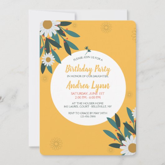 Daisy Focus Invitation Kaart (Voorkant)