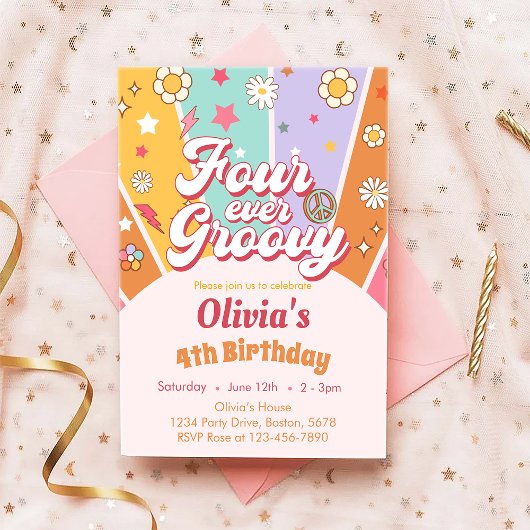 Daisy Four Ever Super 4ème anniversaire Invitation