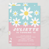 Daisy Fun verjaardagsfeestuitnodiging Kaart (Voorkant / Achterkant)