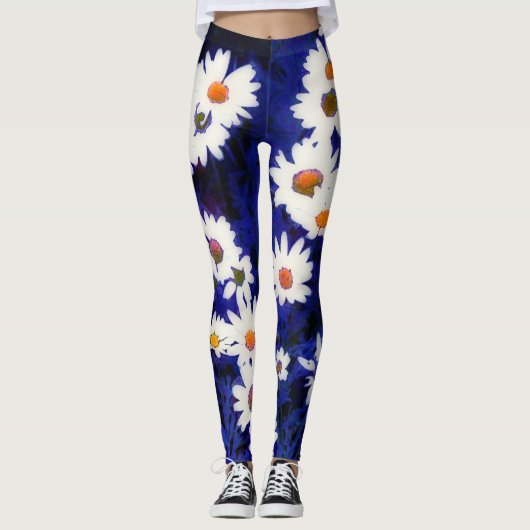Daisy Garden Blue Art Leggings Abstraits (Devant)