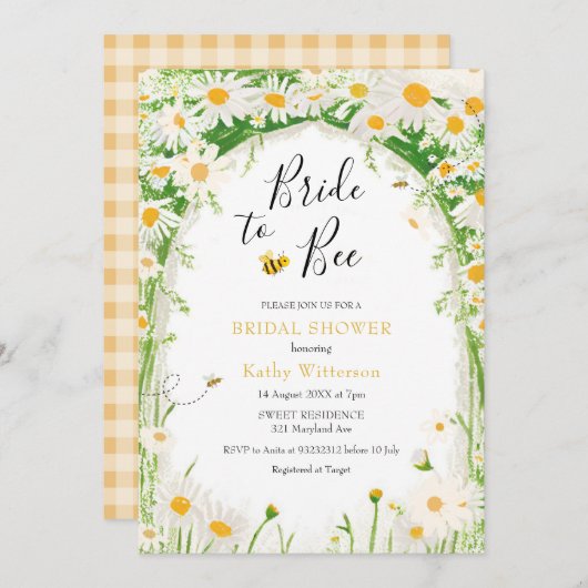 Daisy Garden en Bee Bride to Bee Bridal Kaart (Voorkant / Achterkant)
