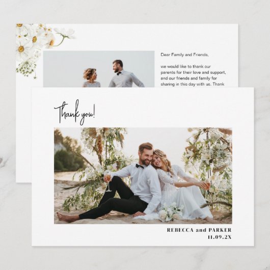 Daisy Garden Flowers Mariage photo Merci (Devant / Derrière)