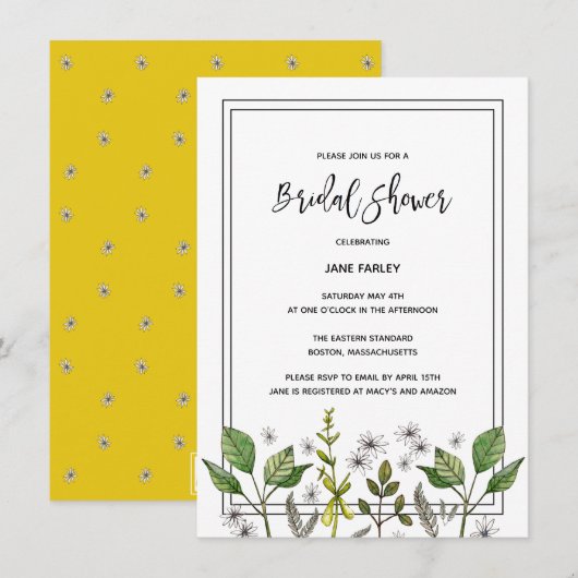 Daisy Garden Invitation de douche nuptiale (Devant / Derrière)