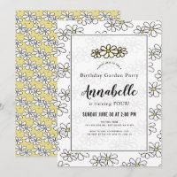 Daisy Garden Party White Anniversaire Invitation