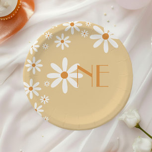 Daisy Girl 1e Verjaardag Bloem Thema Papier Borden Papieren Bordje