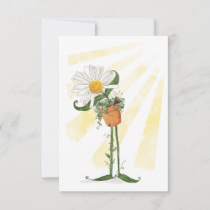 Daisy glimlacht op de zomerzonneschijn kaart