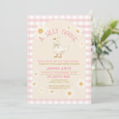 Daisy Goose Baby shower Pink Gingham Kaart (Staand voorkant)